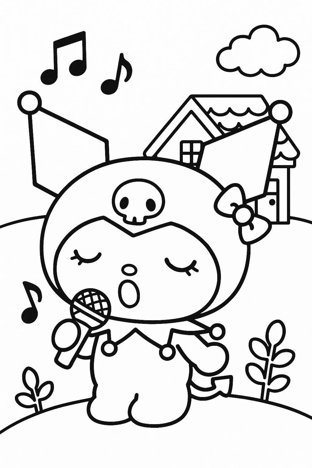 Desenho de Kuromi Cantora para Colorir