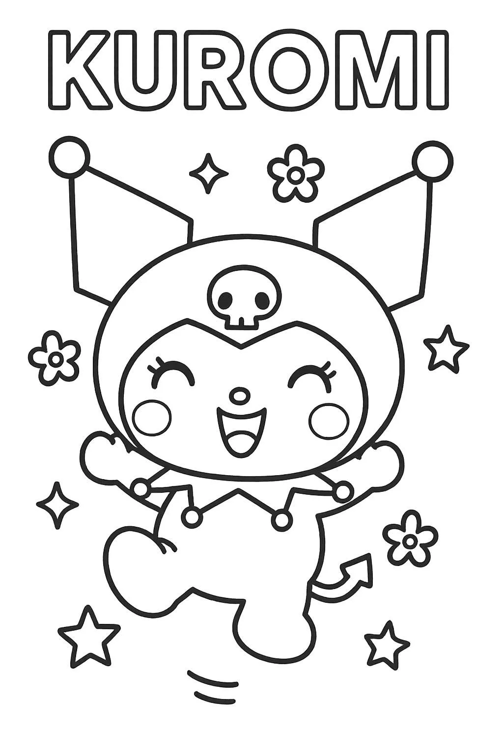 Desenho de Kuromi Sorridente para Colorir