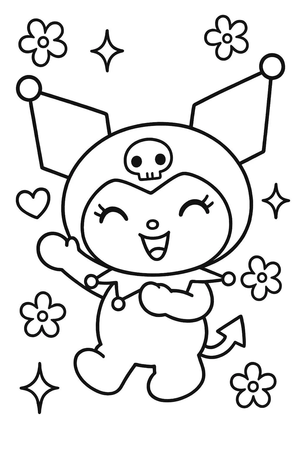 Desenho de Kuromi Sorridente para Colorir
