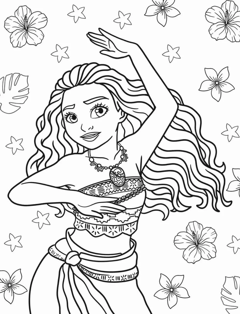 Desenho da Princesa da Disney Moana para Colorir