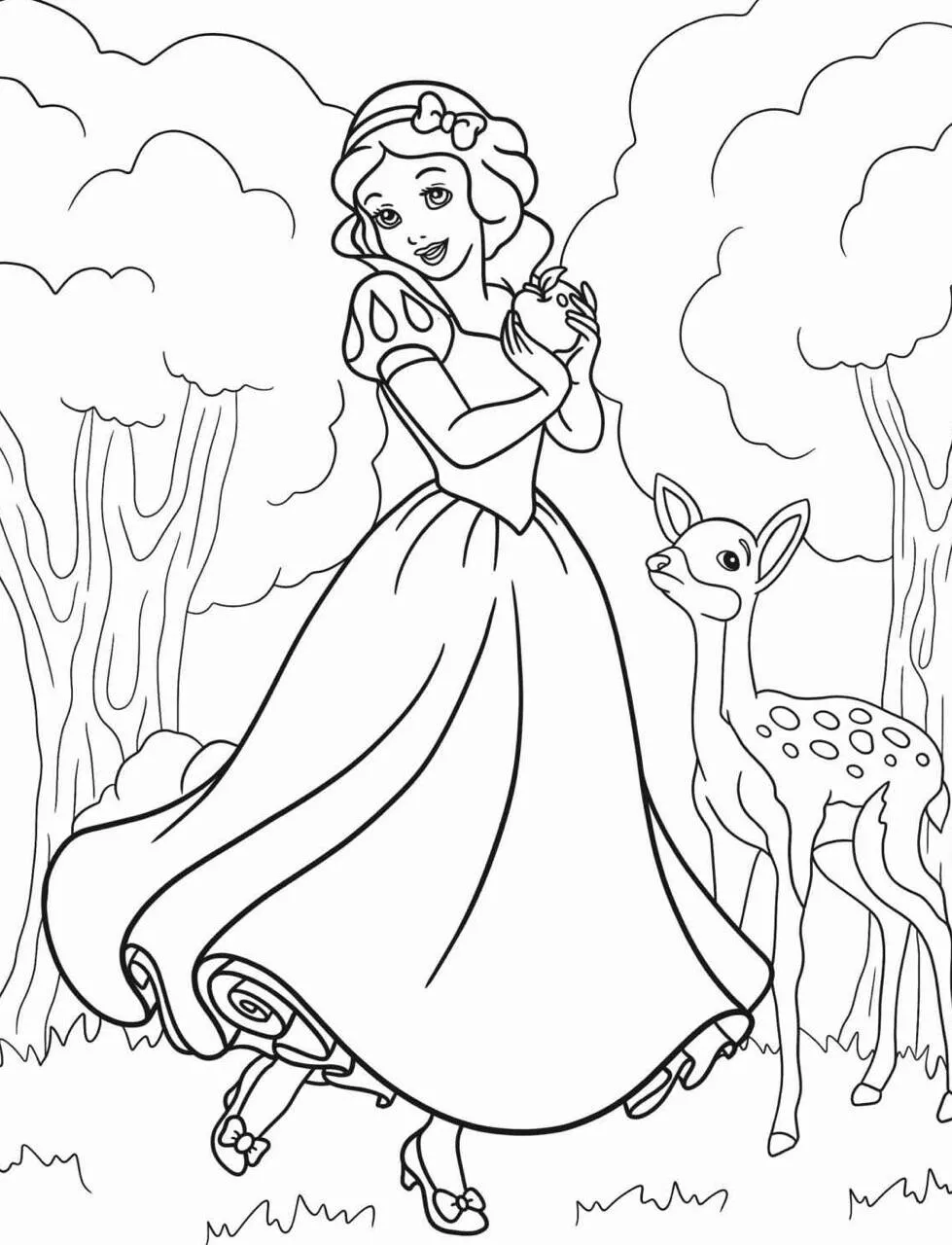 Desenho da Princesa da Disney Branca de Neve para Colorir