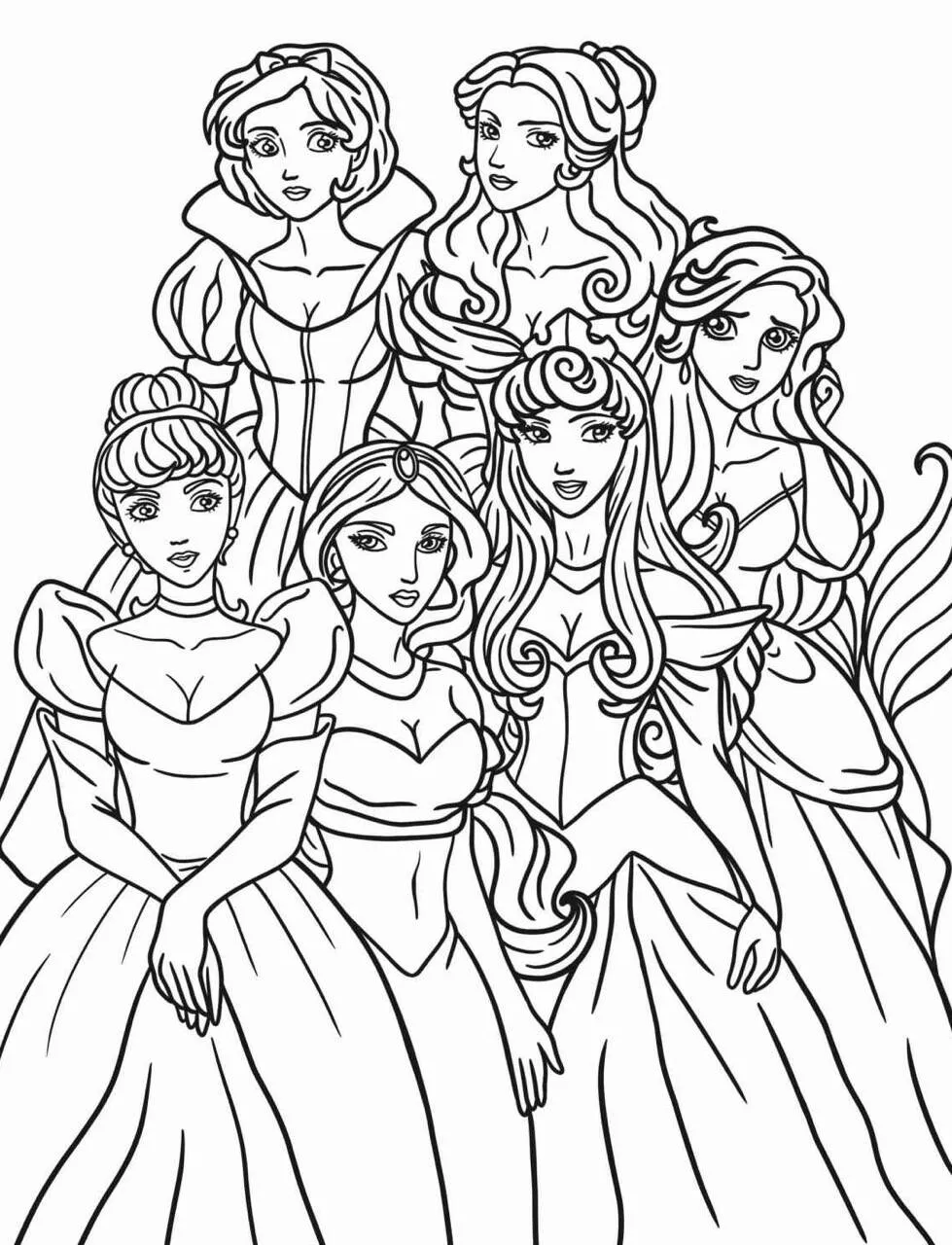 Desenho das Princesas da Disney para Colorir