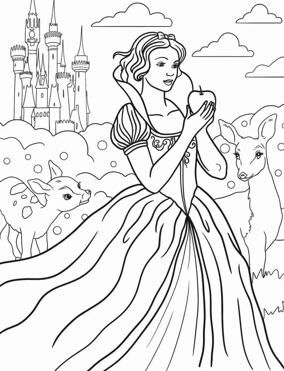 Desenho da Princesa da Disney Branca de Neve para Colorir