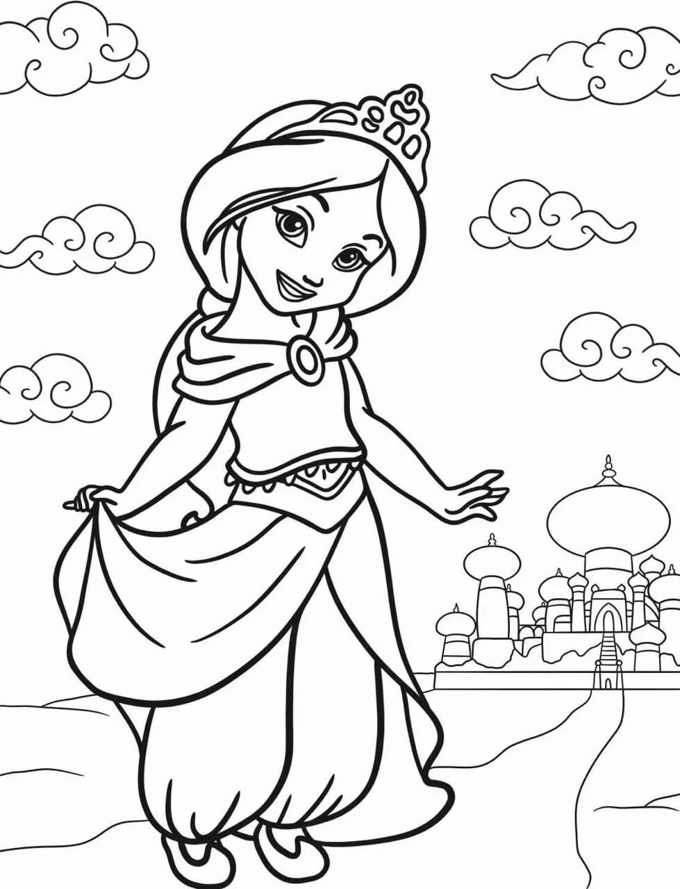 Desenho da Princesa da Disney Jasmine para Colorir