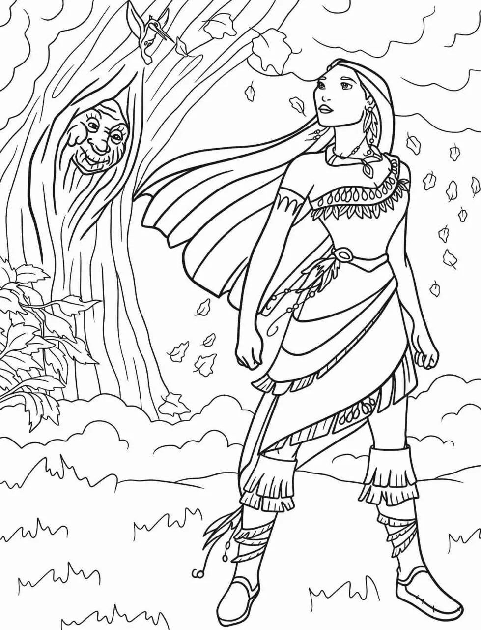 Desenho da Princesa da Disney Pocahontas para Colorir