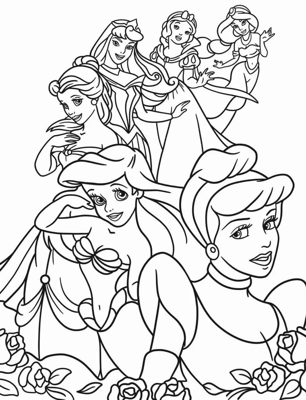 Desenho das Princesas da Disney para Colorir: Elsa, Cinderela, Branca de Neve e Mais