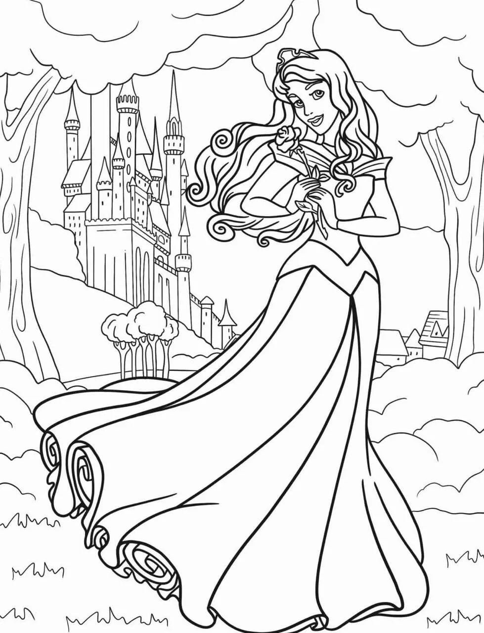 Desenho da Princesa da Disney Bela para Colorir