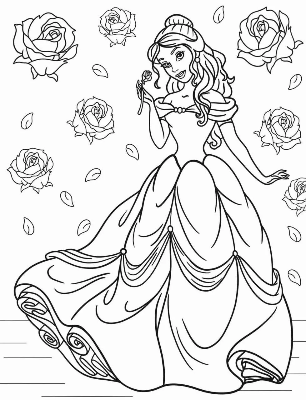 Desenho da Princesa da Disney Bela para Colorir