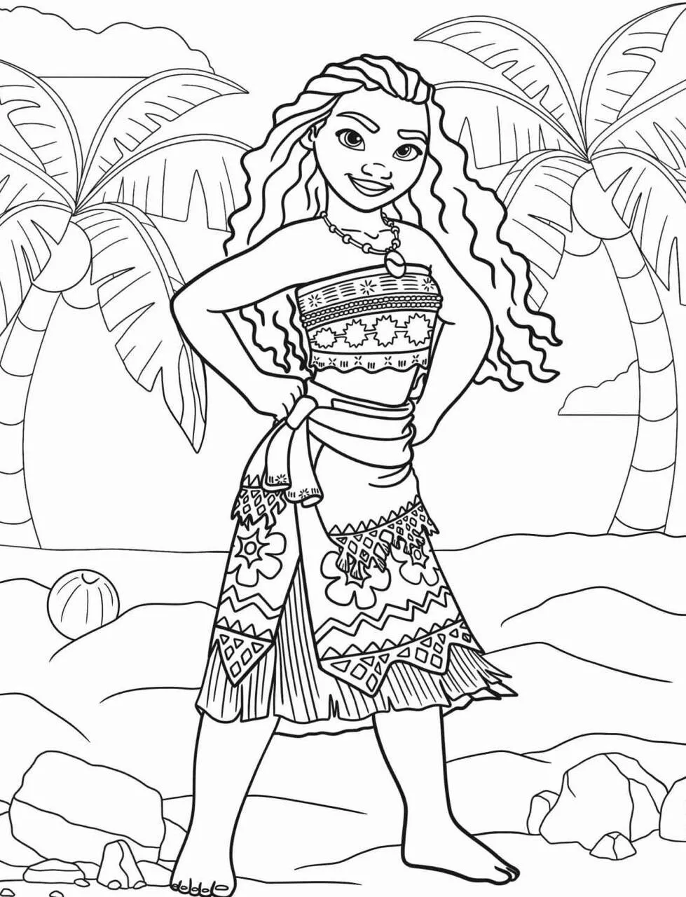 Desenho da Princesa da Disney Moana para Colorir