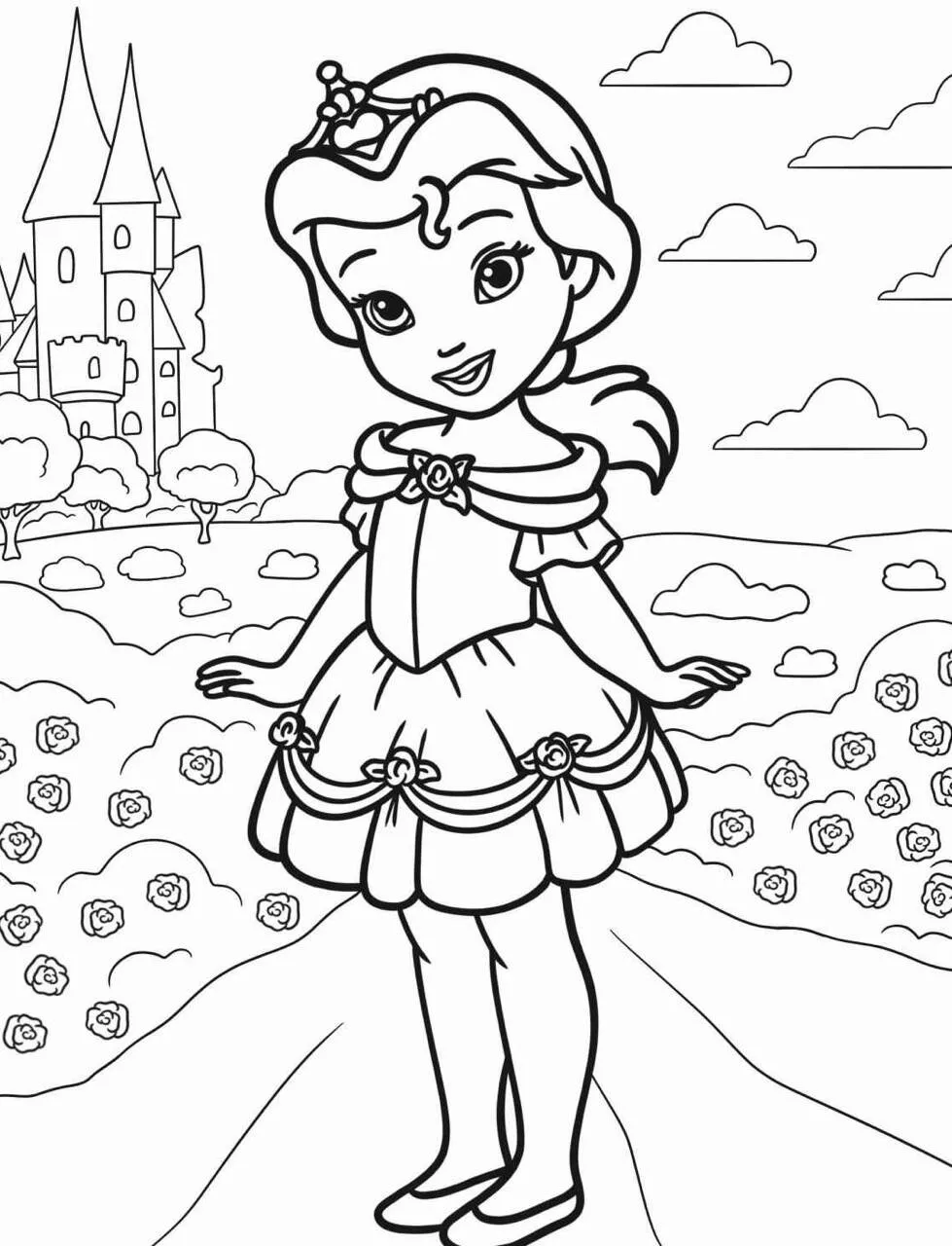 Desenho da Princesa da Disney Bela para Colorir
