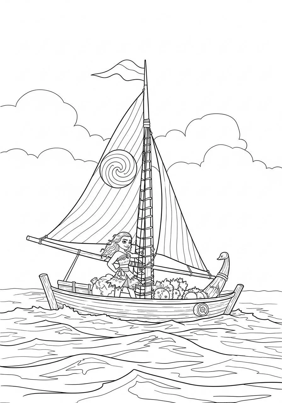 Pagina da colorare della Principessa Disney Moana