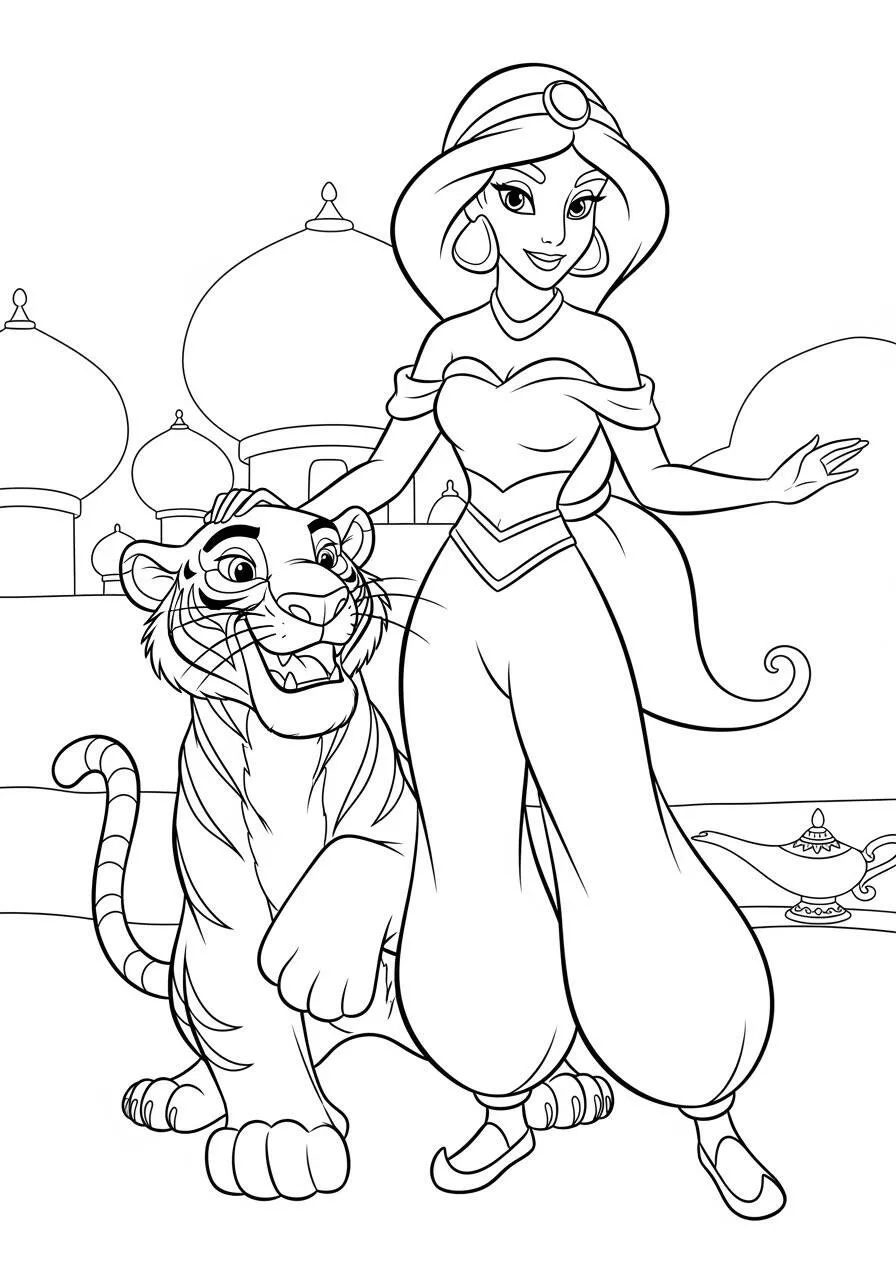 Desenho da Princesa da Disney Jasmine para Colorir