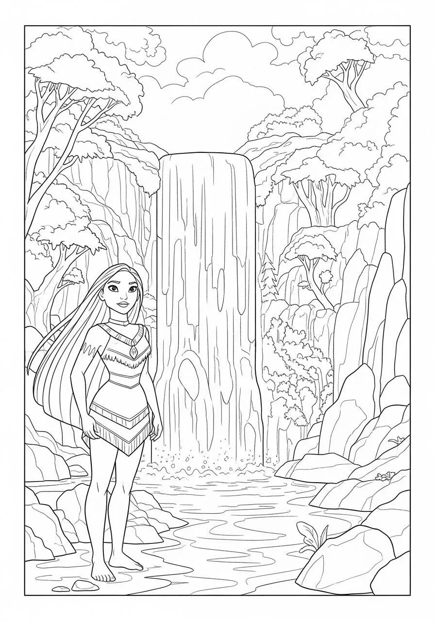 Desenho da Princesa da Disney Pocahontas para Colorir