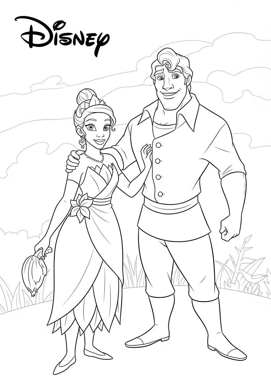 Desenho da Princesa da Disney Tiana para Colorir