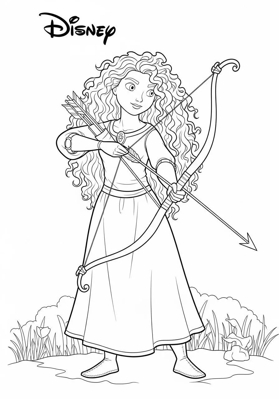 Desenho da Princesa da Disney Merida para Colorir