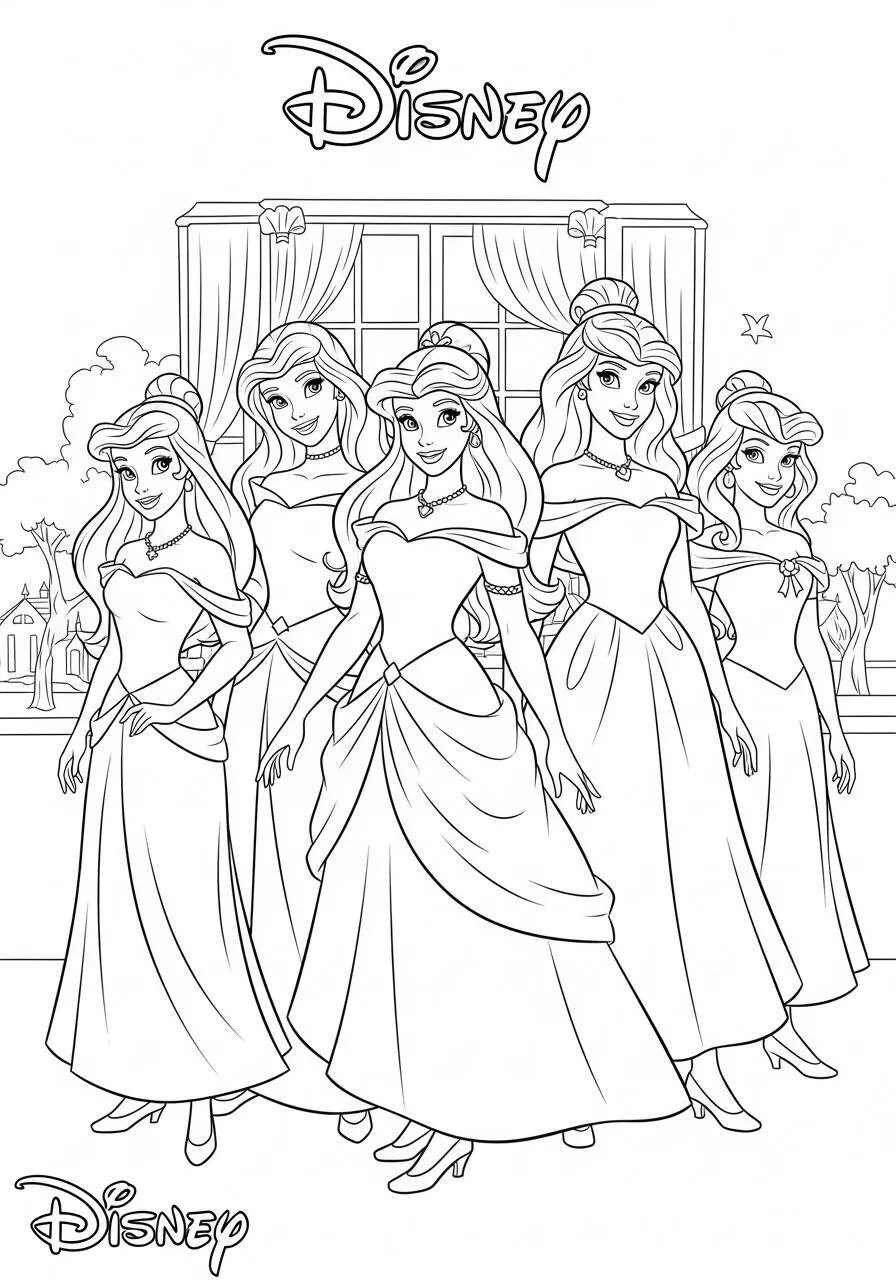 Desenho das Princesas da Disney para Colorir