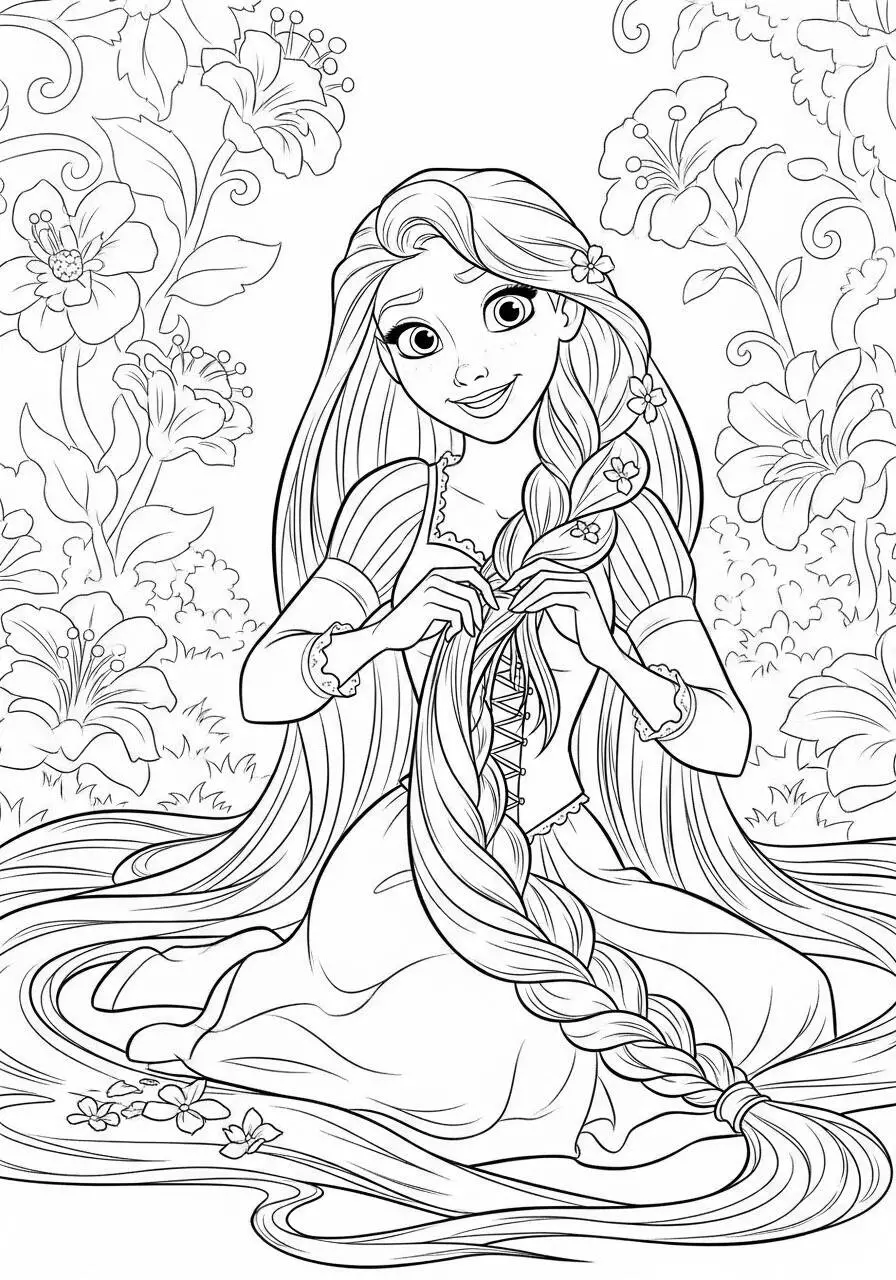 Desenho da Princesa da Disney Rapunzel para Colorir