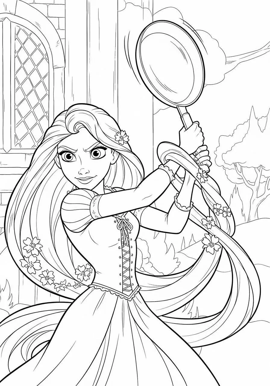 Desenho da Princesa da Disney Rapunzel para Colorir