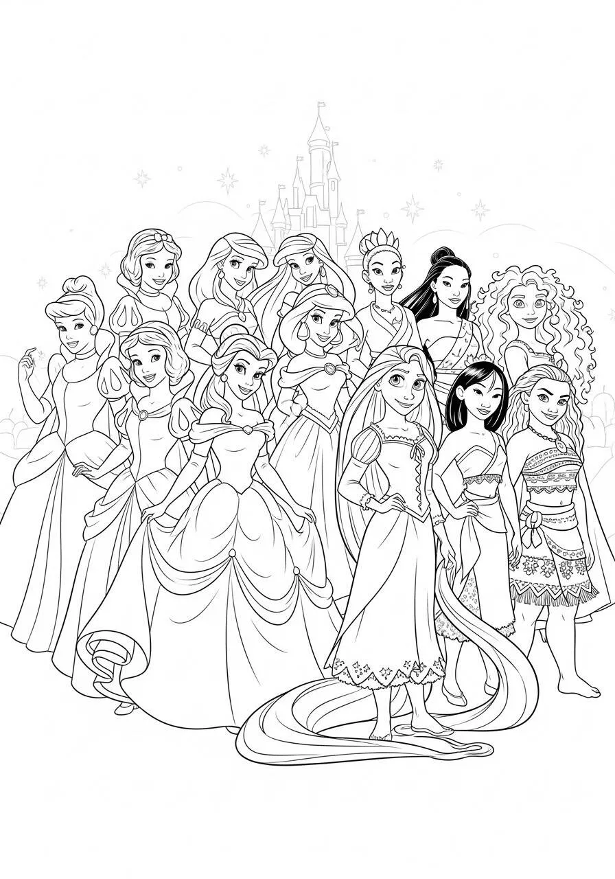 Desenho das Princesas da Disney para Colorir   Diversão com Elsa, Anna, Cinderela e Mais!