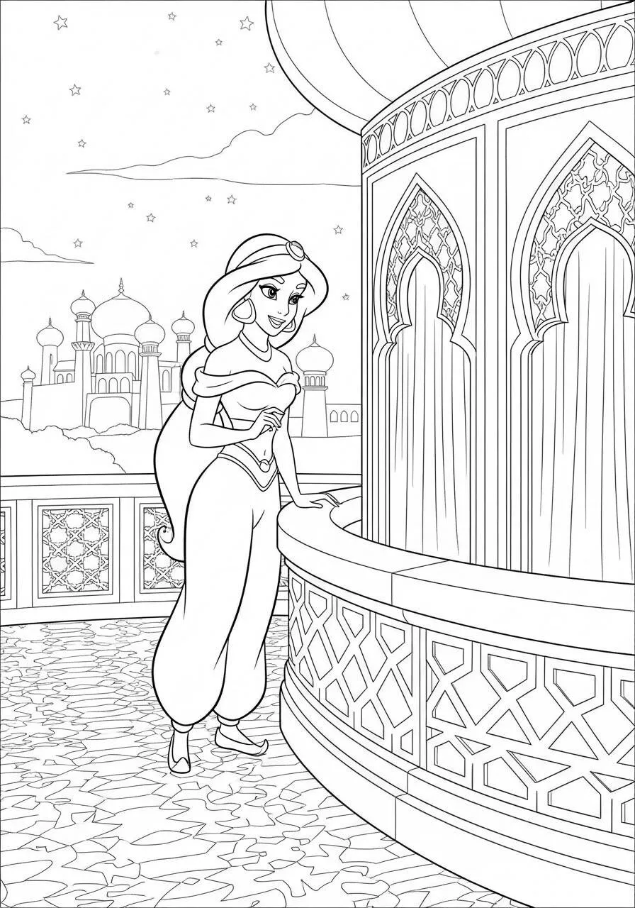 Desenho da Princesa da Disney Jasmine para Colorir