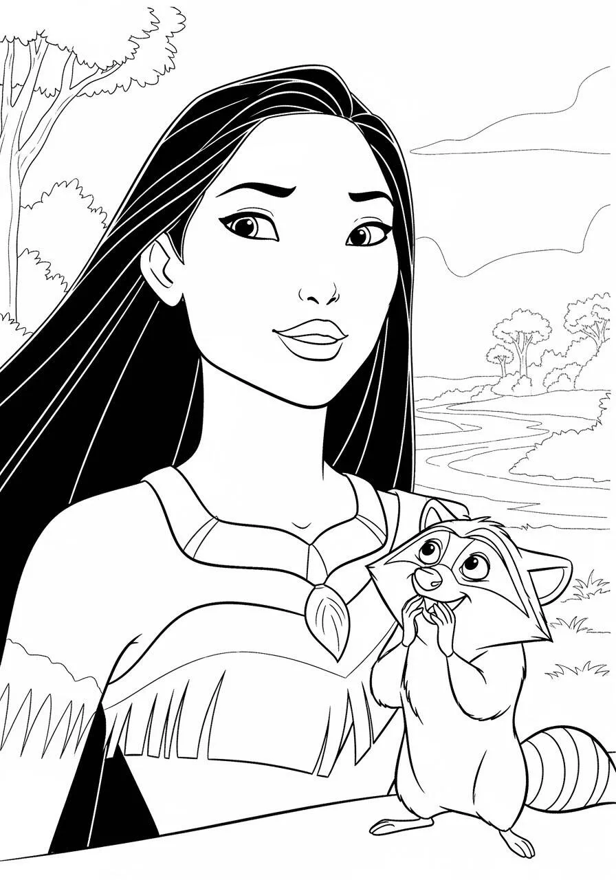 Desenho da Princesa da Disney Pocahontas para Colorir