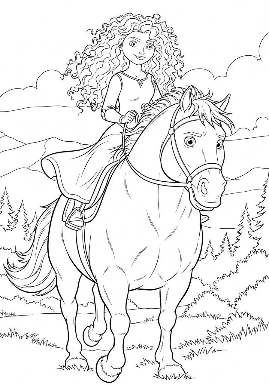 Desenho da Princesa da Disney Mérida para Colorir