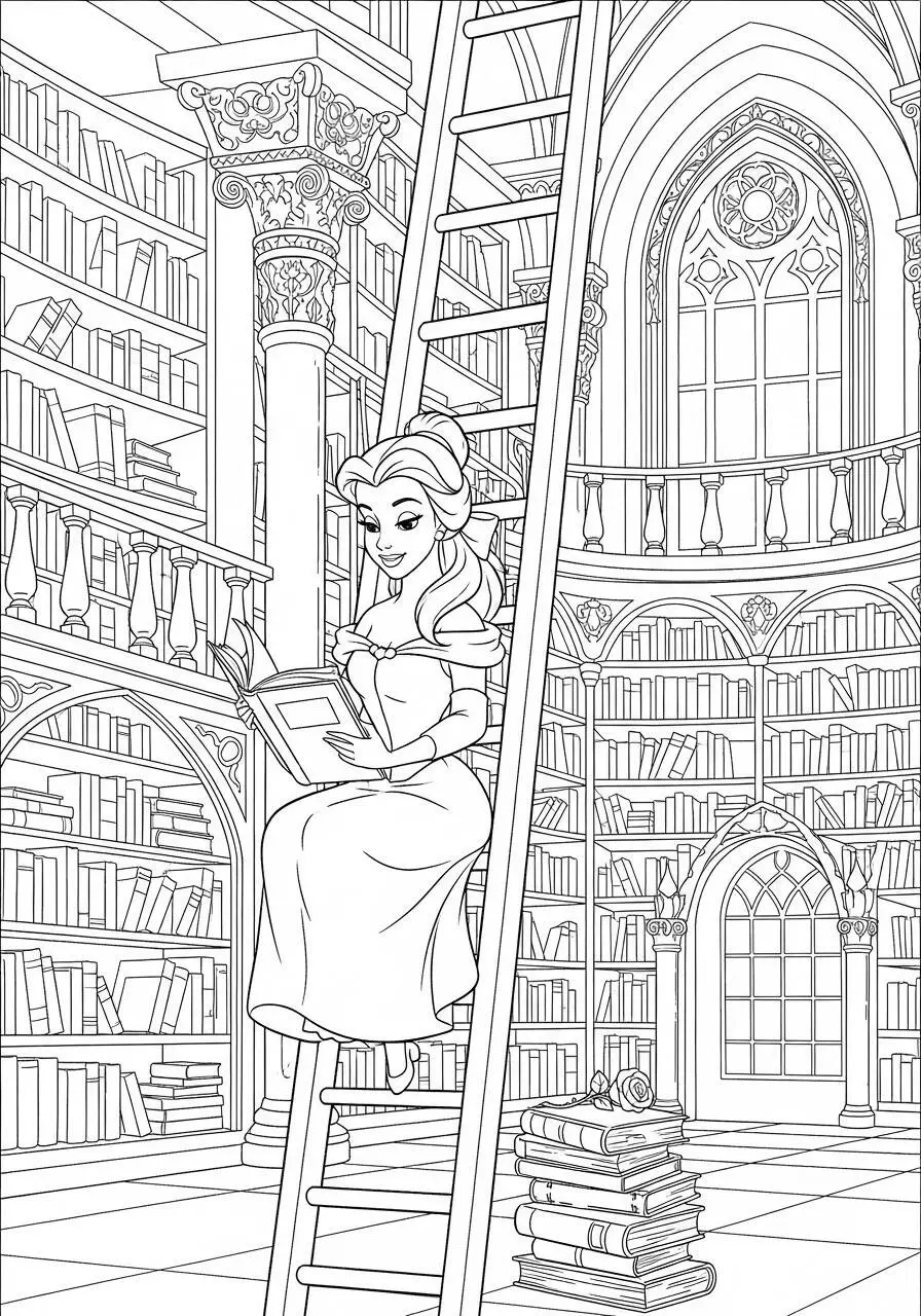 Desenho da Princesa da Disney Bela para Colorir