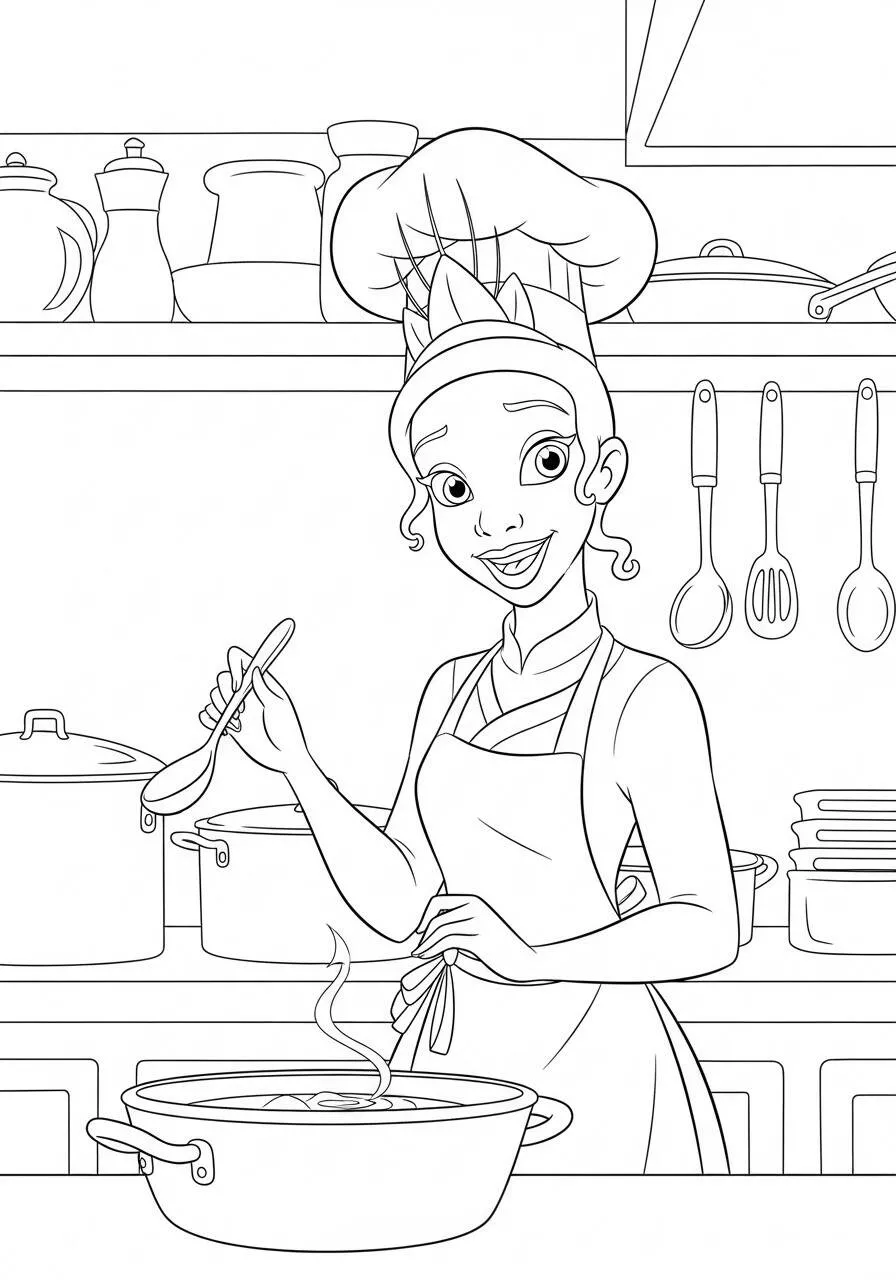 Desenho da Princesa da Disney Tiana para Colorir