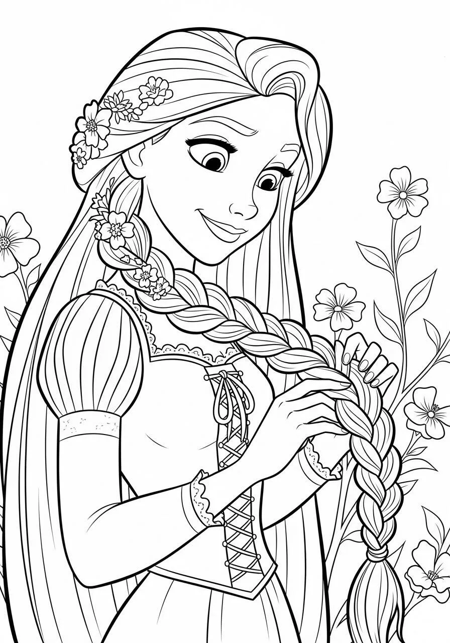 Desenho da Princesa da Disney Rapunzel para Colorir