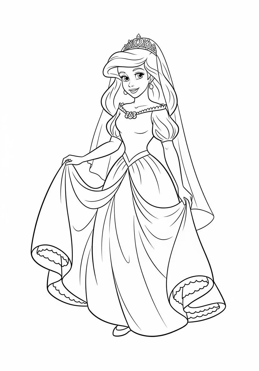 Desenho da Princesa da Disney Ariel para Colorir
