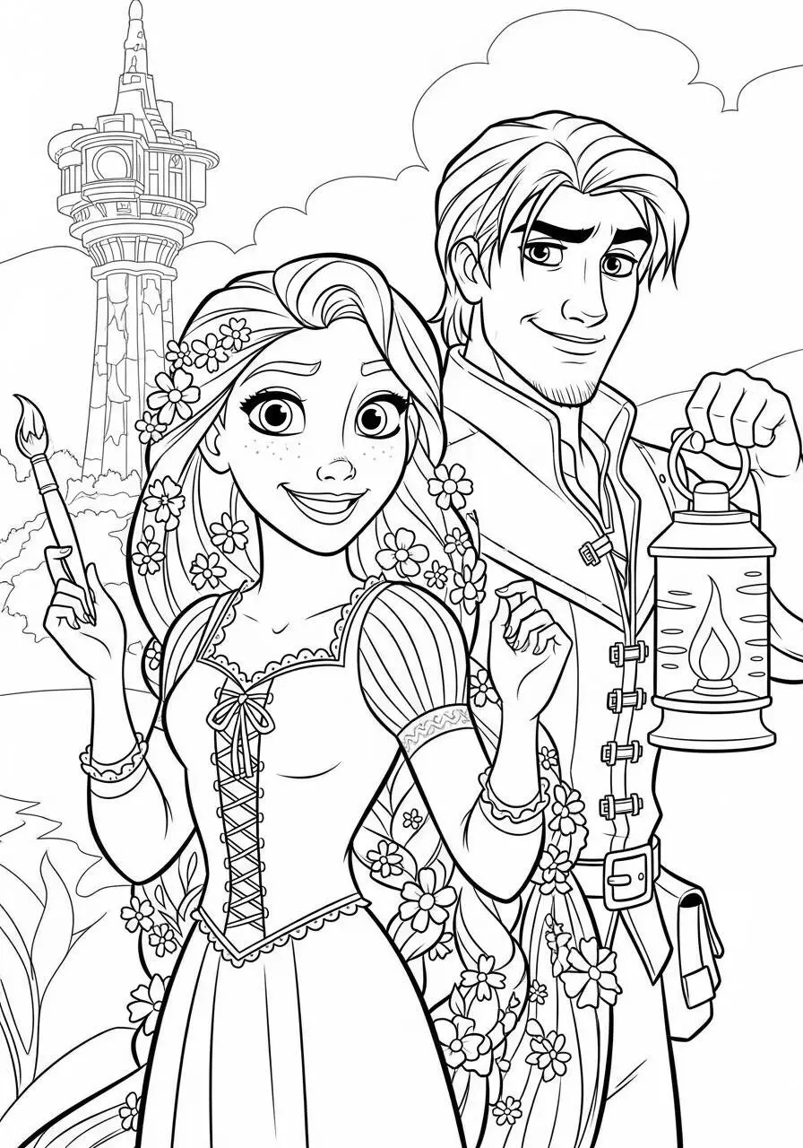 Desenho da Princesa da Disney Rapunzel para Colorir