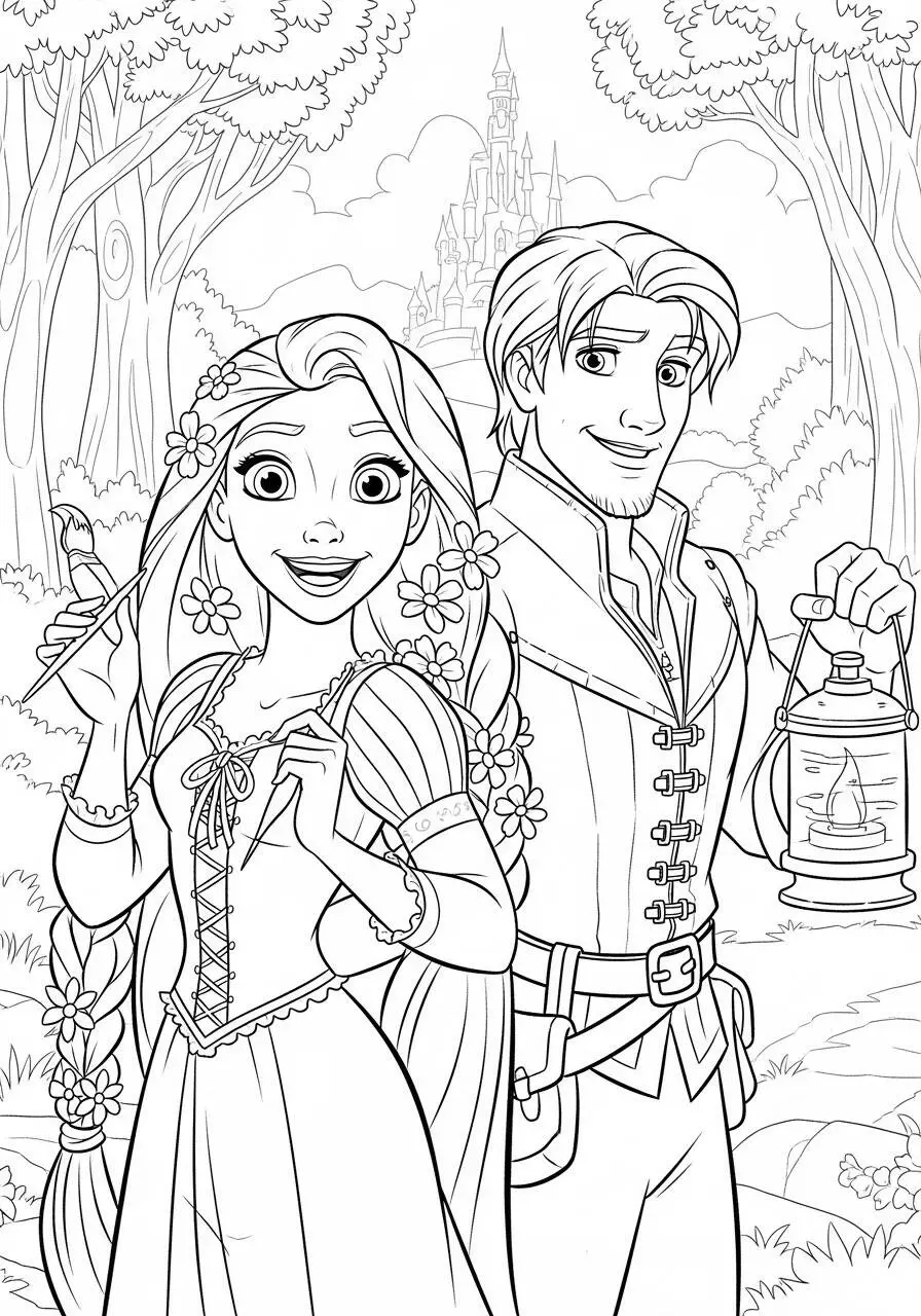 Pagina da colorare della principessa Disney Rapunzel