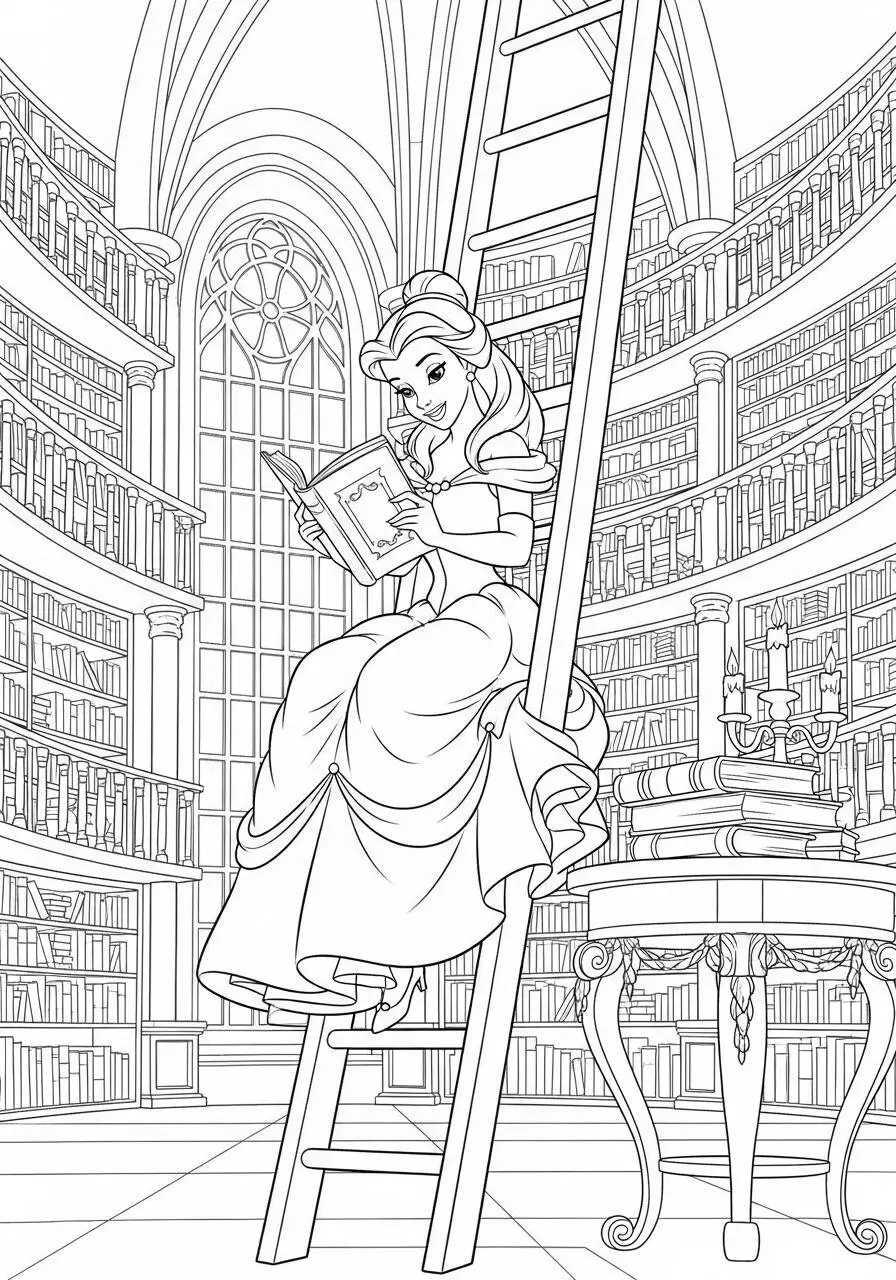 Desenho da Princesa da Disney Bela para Colorir