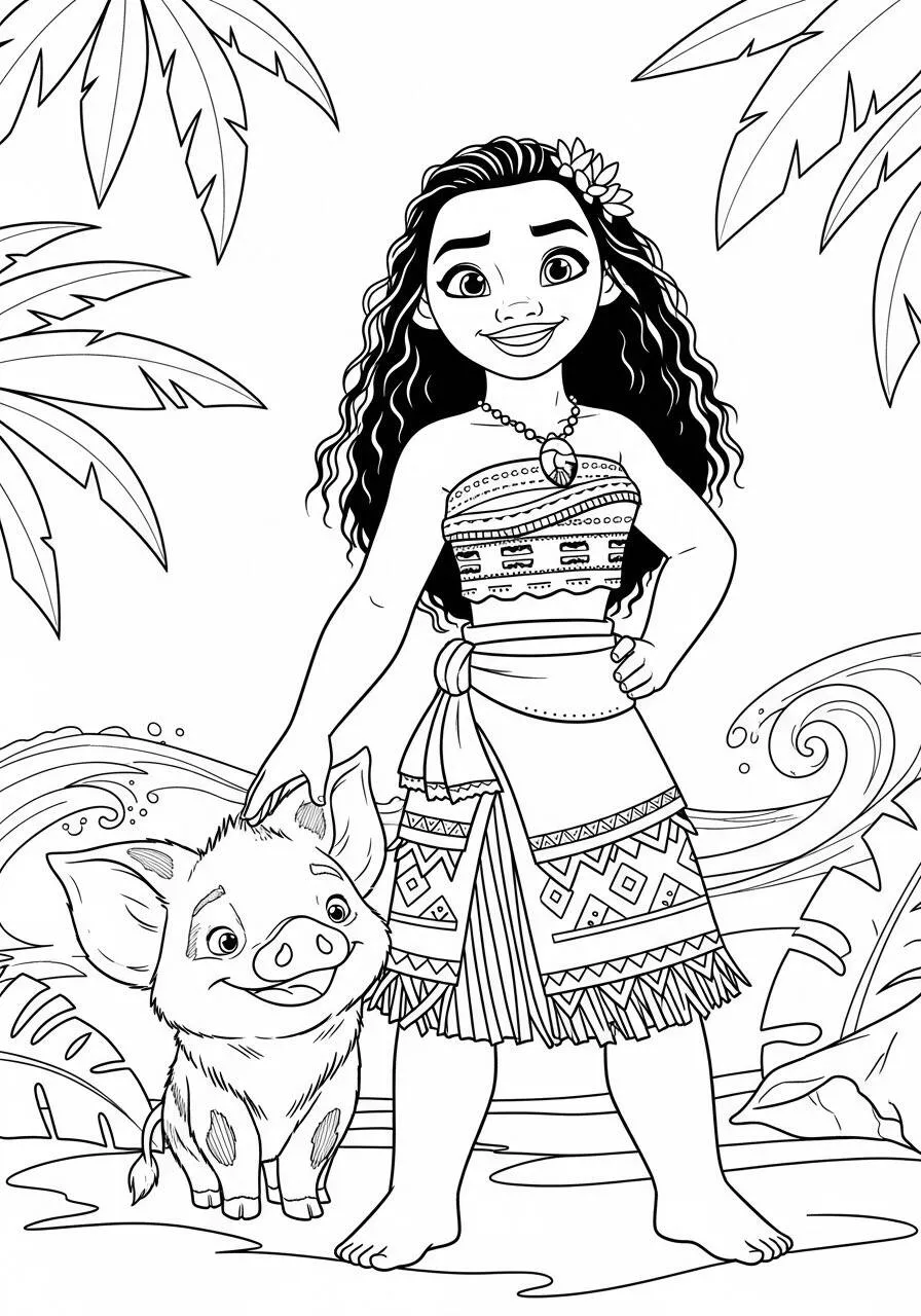 Desenho da Princesa da Disney Moana para Colorir