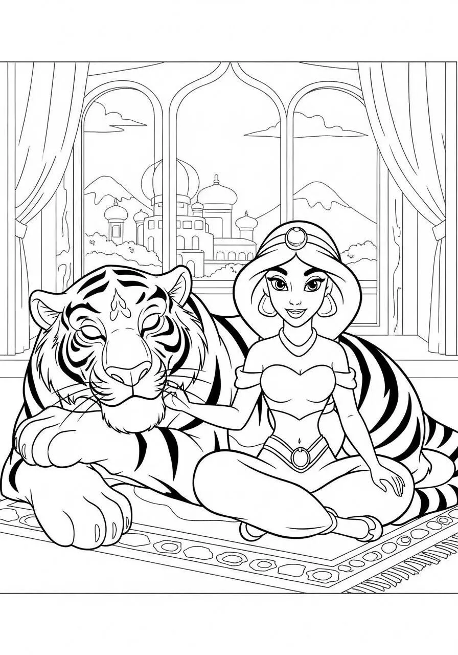 Desenho da Princesa da Disney Jasmine para Colorir
