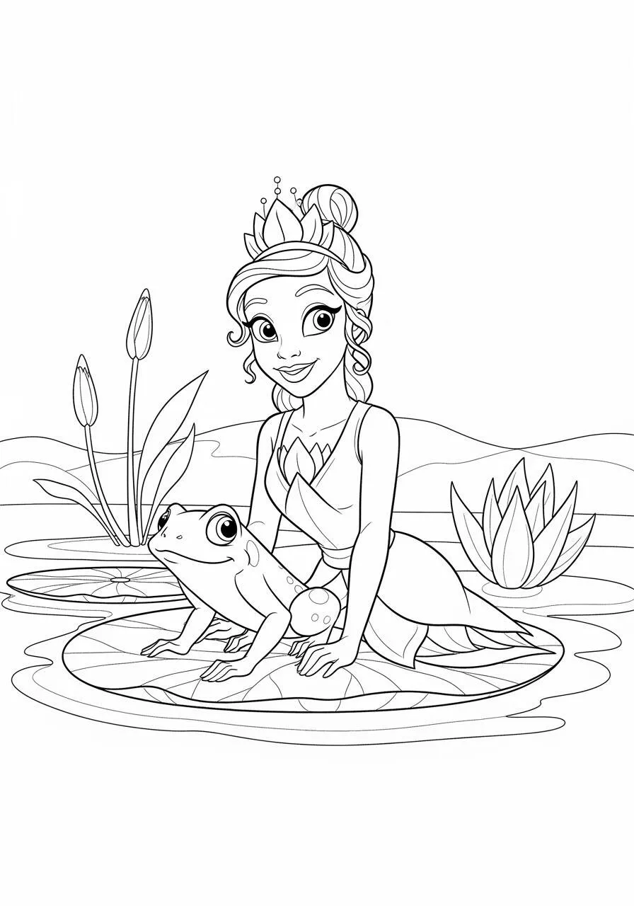 Desenho da Princesa da Disney Tiana para Colorir