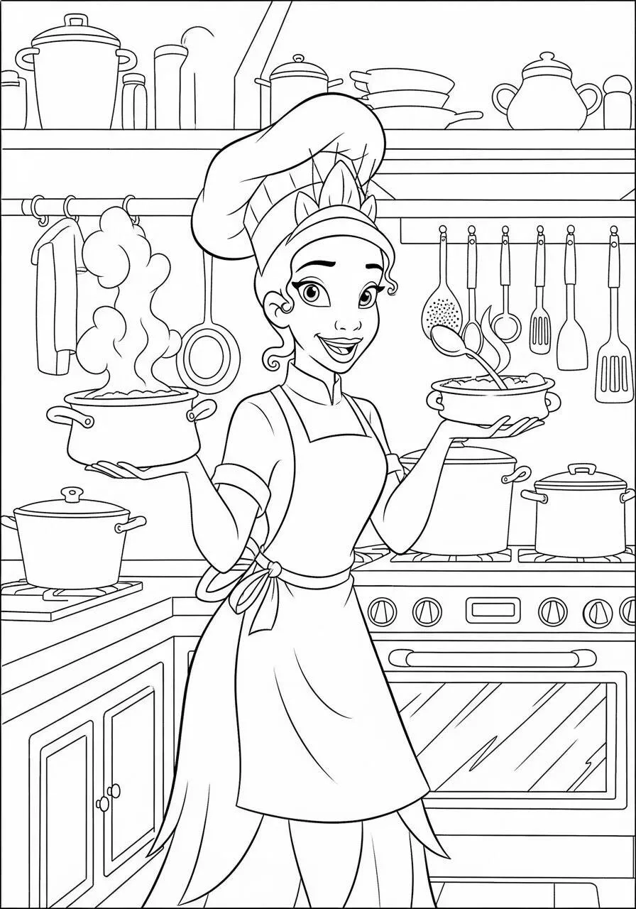 Desenho da Princesa da Disney Tiana para Colorir