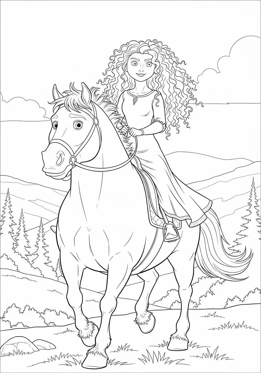 Desenho da Princesa da Disney Mérida para Colorir
