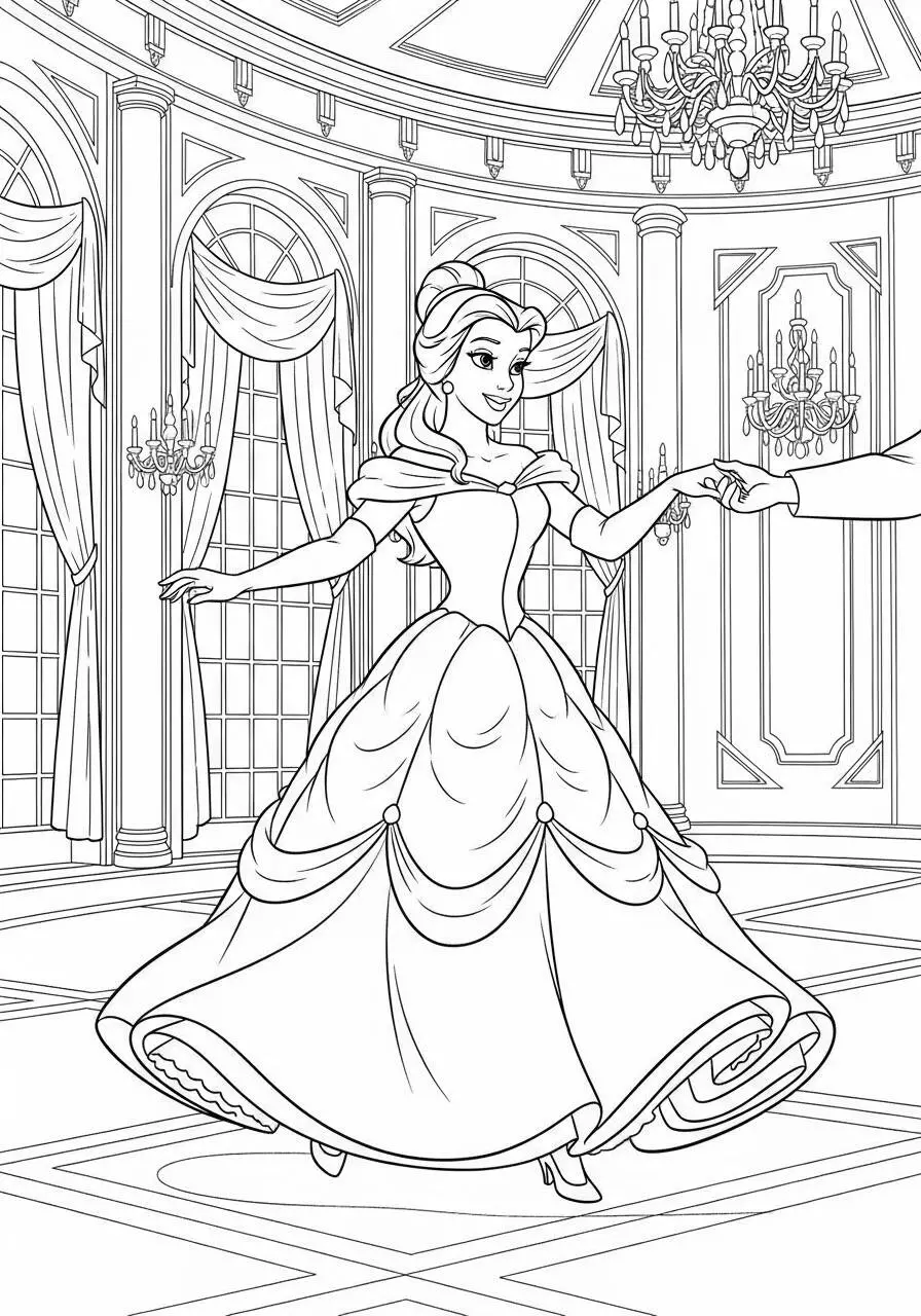 Desenho da Princesa da Disney Bela para Colorir
