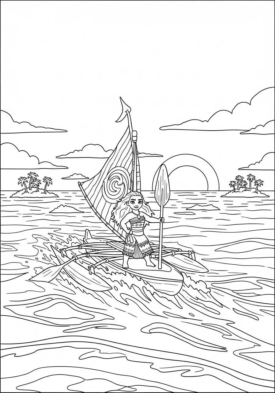 Pagina da colorare della Principessa Disney Moana