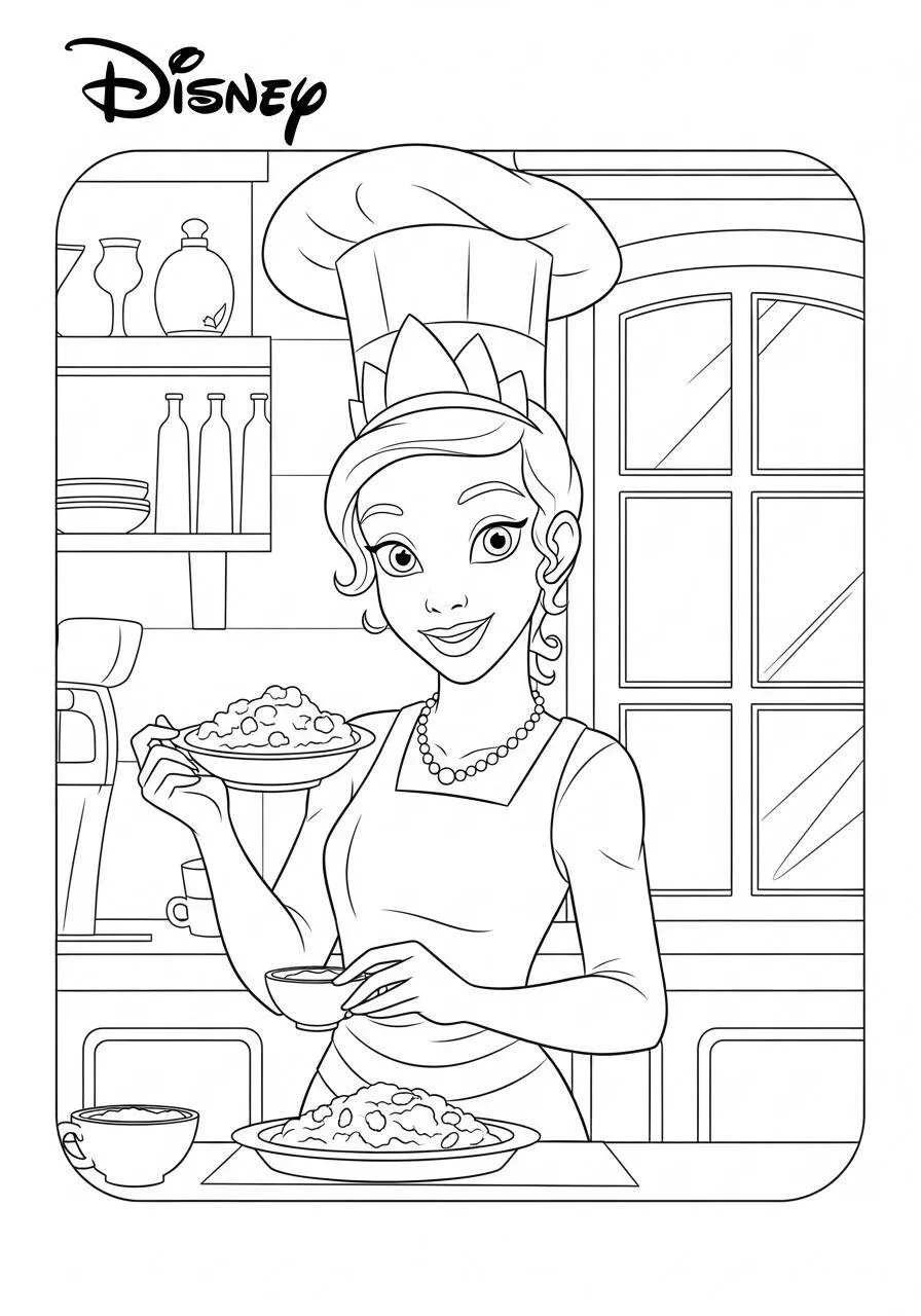 Desenho da Princesa da Disney Tiana para Colorir