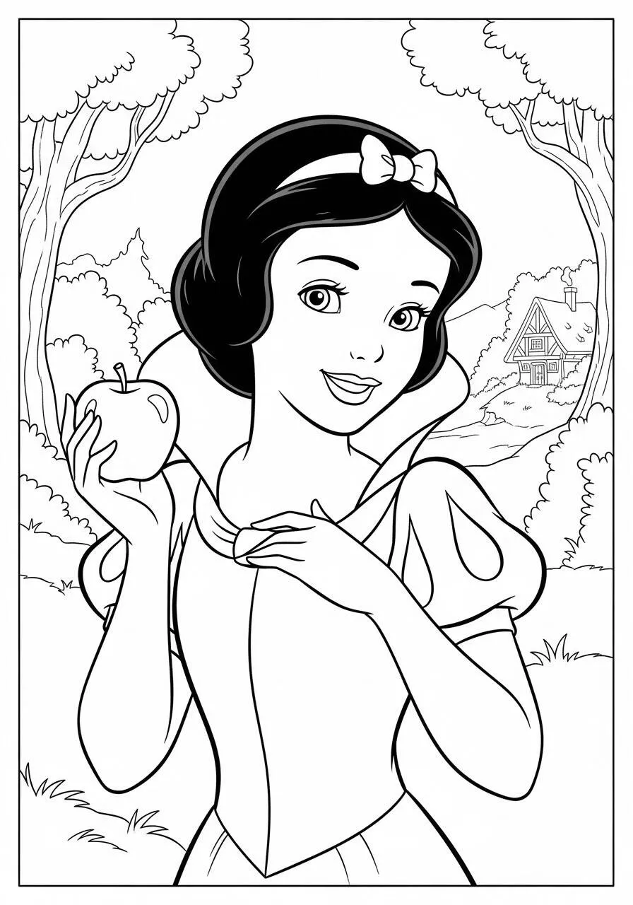 Desenho da Princesa da Disney Branca de Neve para Colorir