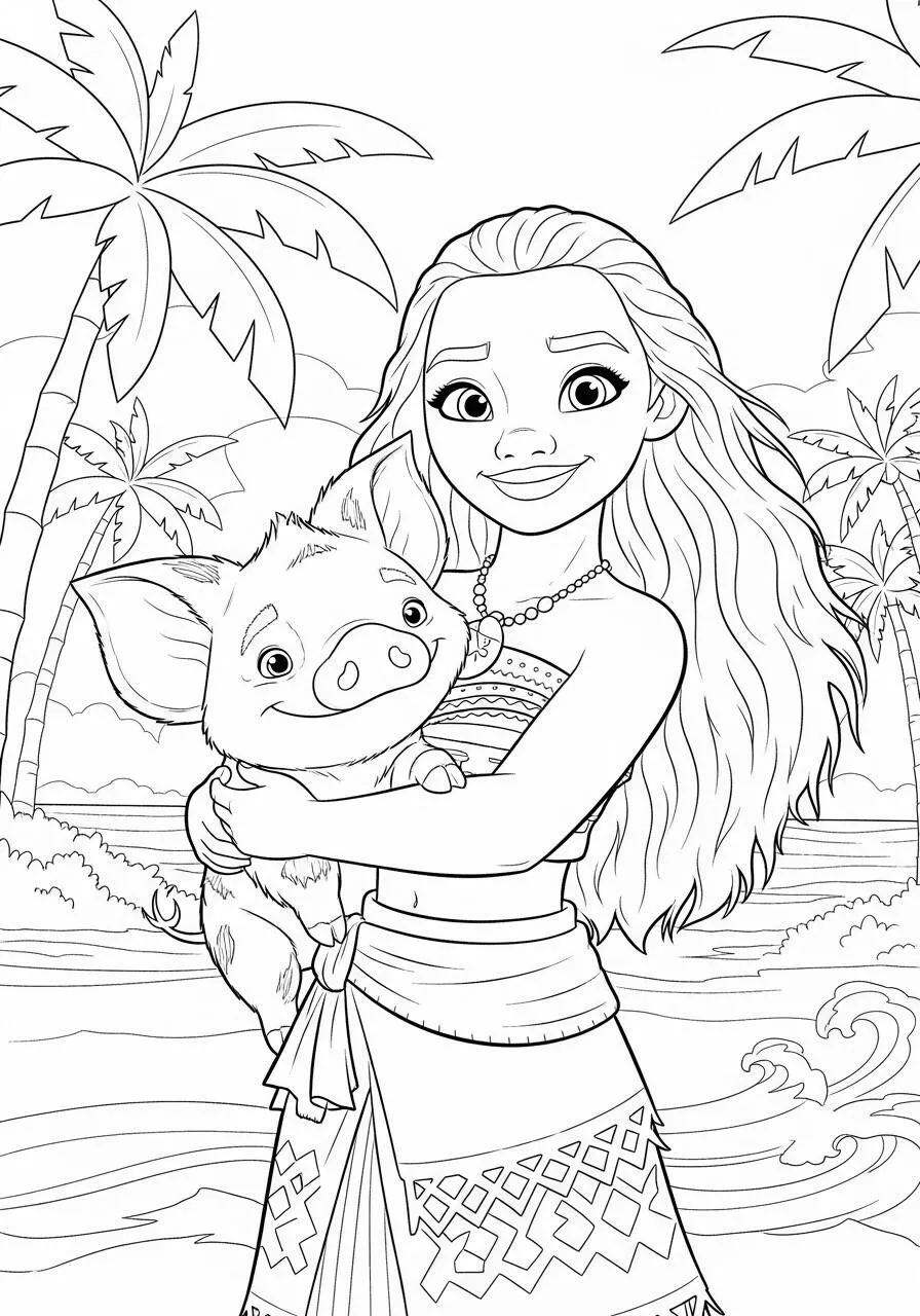 Desenho da Princesa da Disney Moana para Colorir