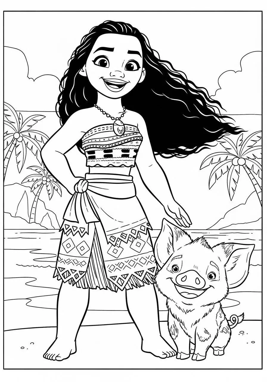 Desenho da Princesa da Disney Moana para Colorir