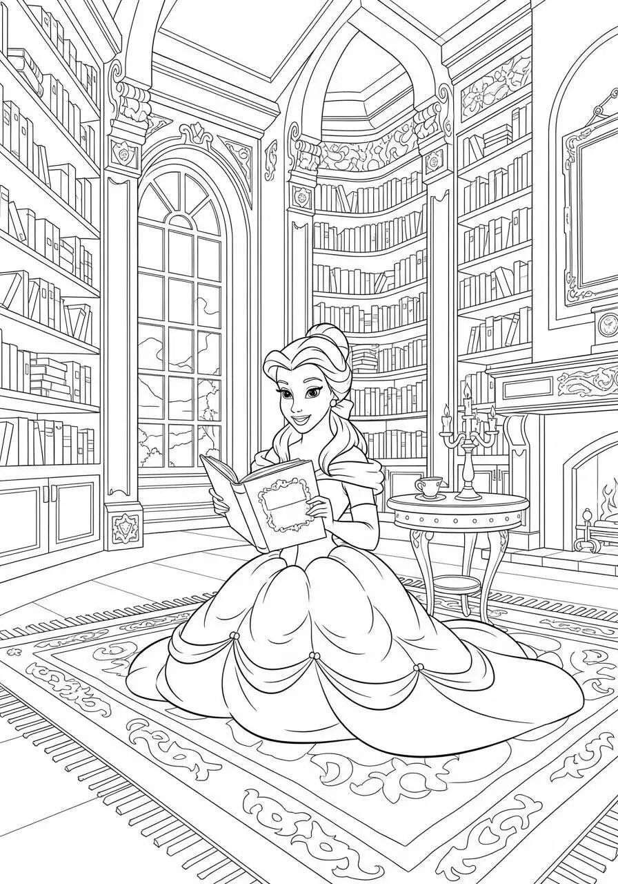 Desenho da Princesa da Disney Bela para Colorir