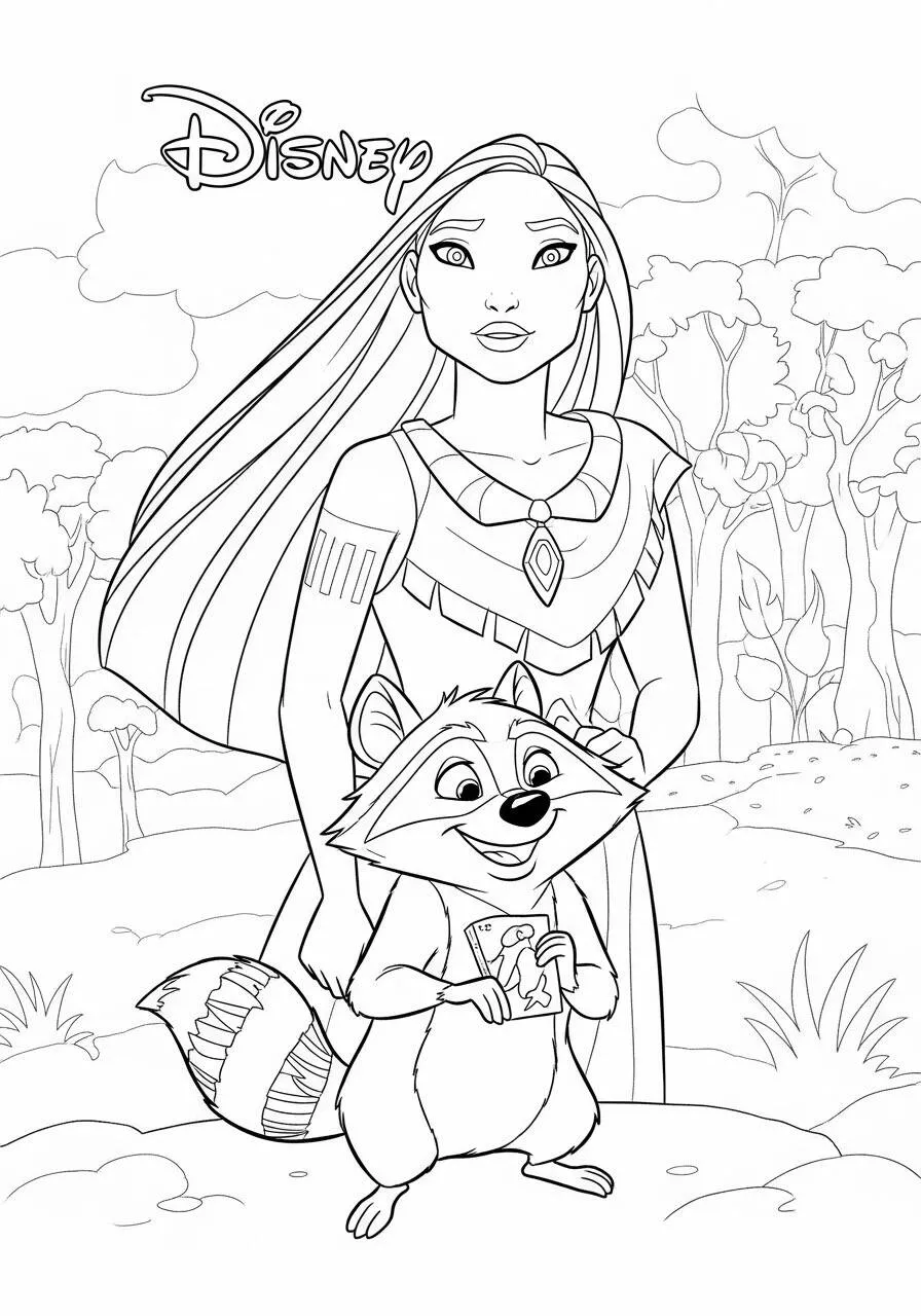 Desenho da Princesa da Disney Pocahontas para Colorir