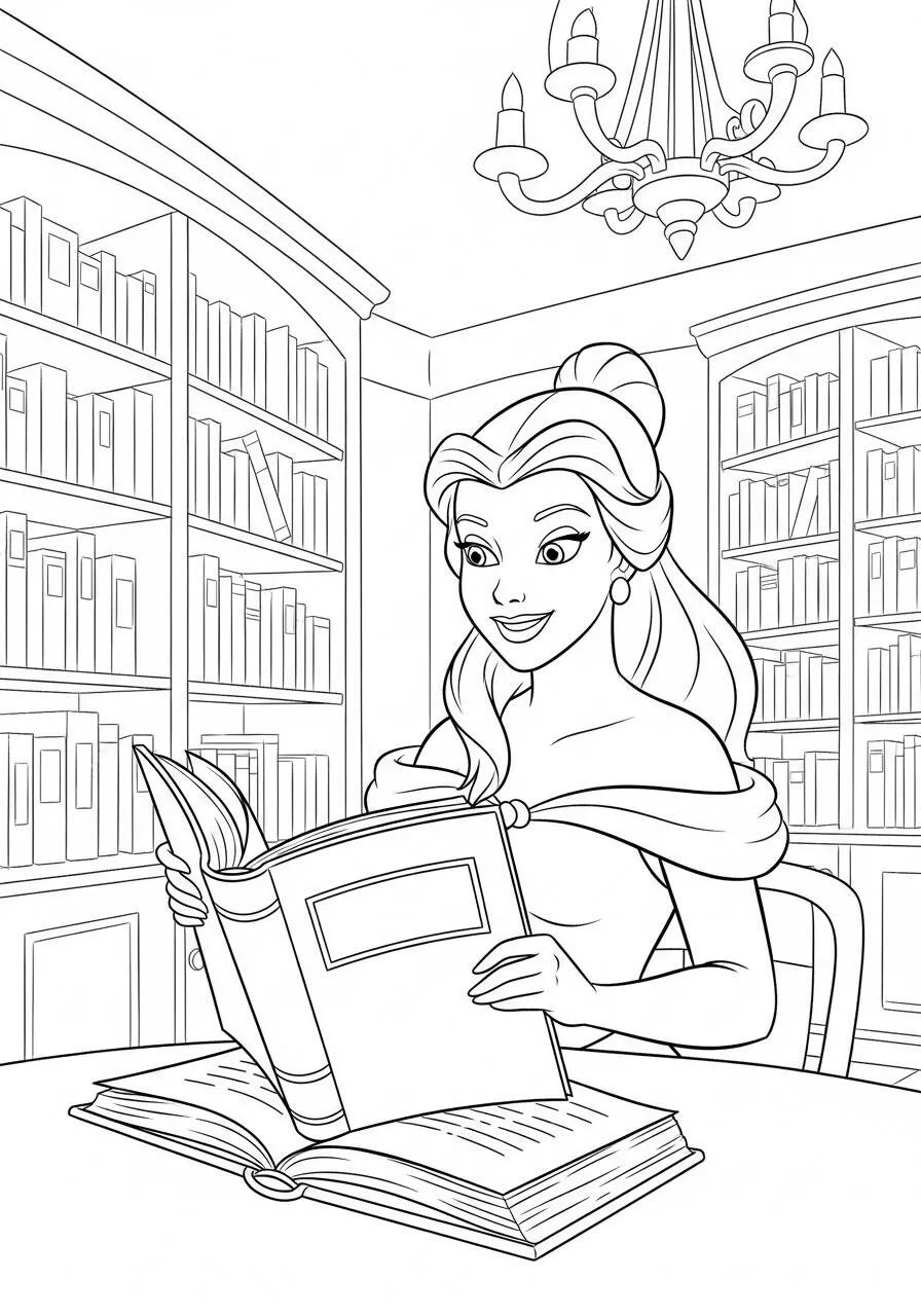 Desenho da Princesa da Disney Bela para Colorir