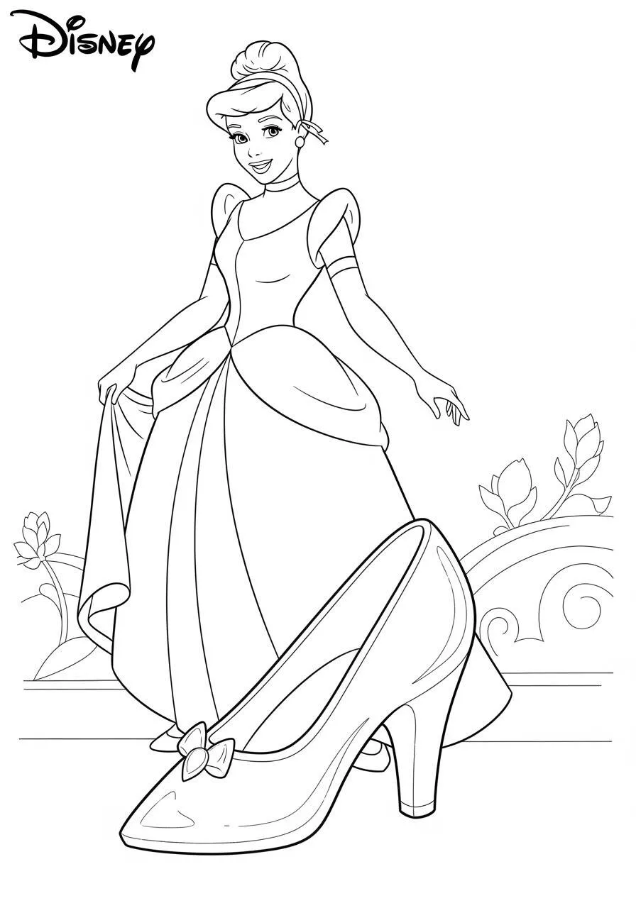 Dibujo para colorear de la princesa Cenicienta de Disney