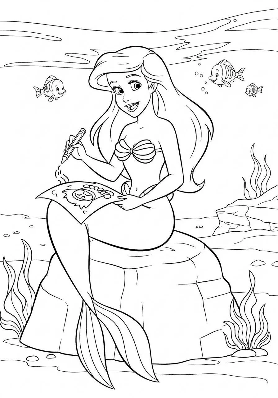 Desenho da Princesa da Disney Ariel para Colorir