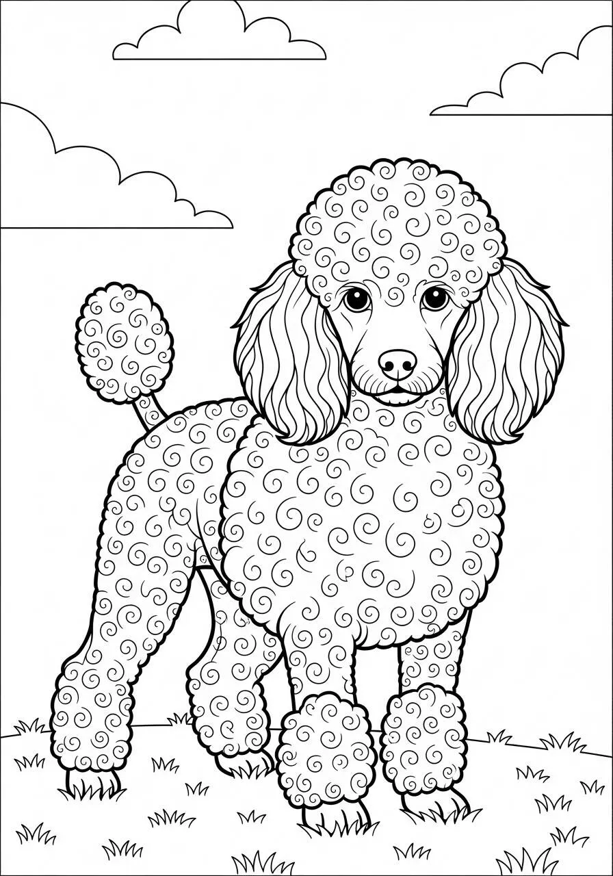 Desenho de Cachorro Poodle para Colorir